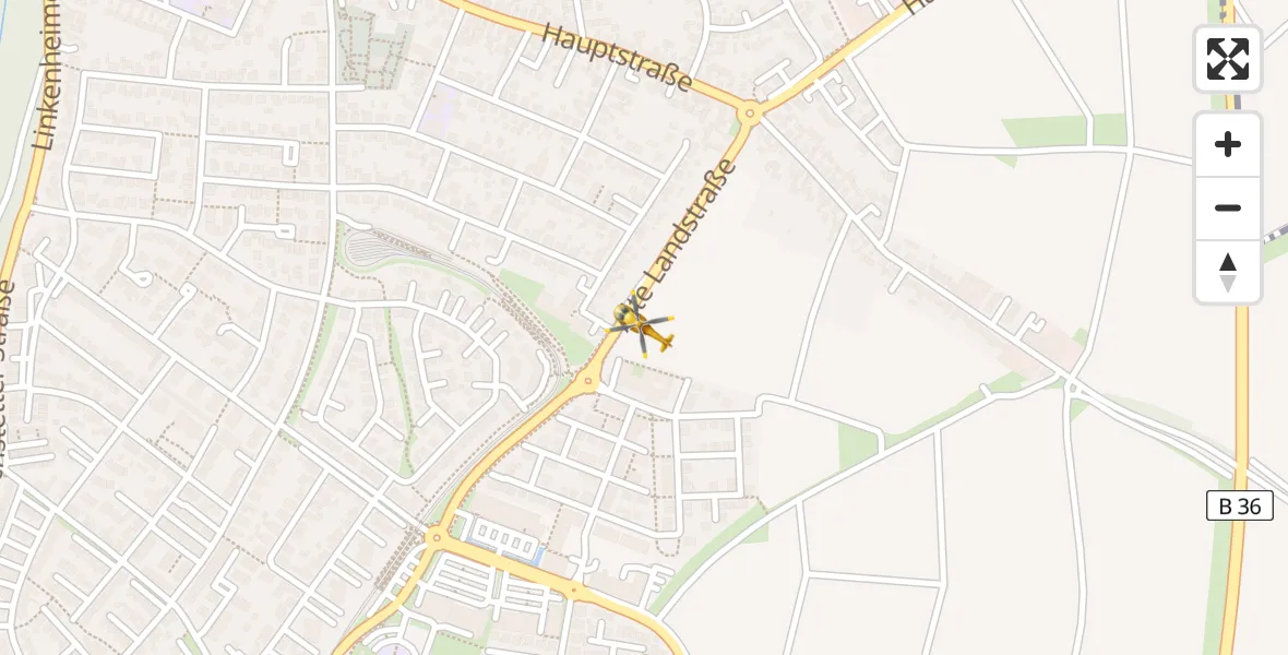 Flugroute Rettungshubschrauber Linkenheim-Hochstetten - Linkenheim-Hochstetten, 01 Juli 2026, 18:43