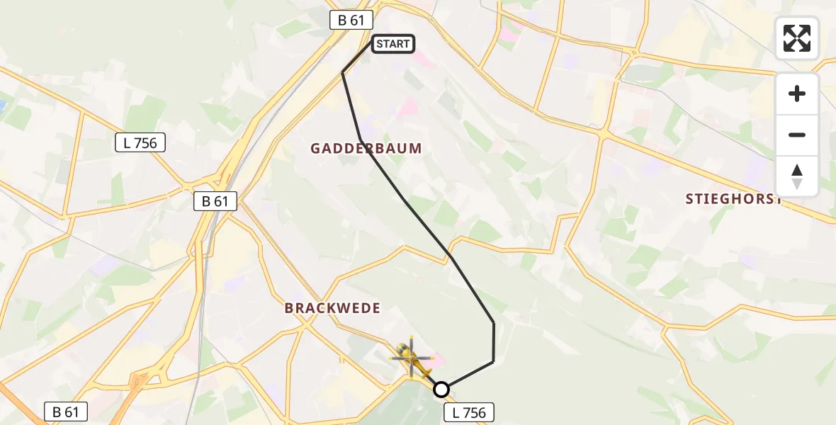 Flugroute Rettungshubschrauber Bielefeld - Luftrettungszentrum Bielefeld, 01 Juli 2026, 18:58