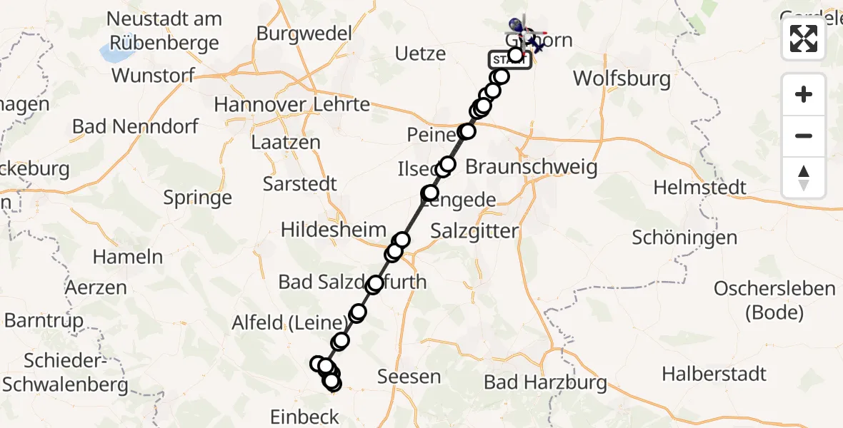 Flugroute Polizeihubschrauber Leiferde - Gifhorn Bundespolizei Hubschrauberlandeplatz, 01 Juli 2026, 19:23