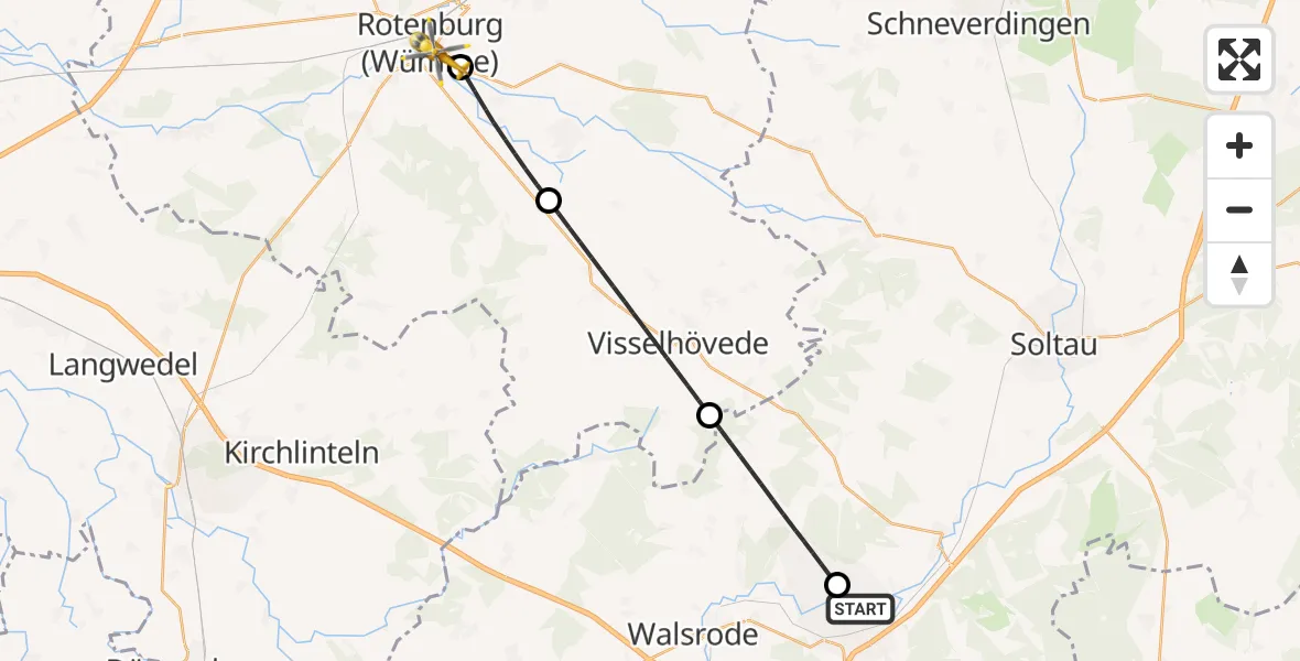 Flugroute Rettungshubschrauber Bad Fallingbostel - Rotenburg (Wümme), 01 Juli 2026, 19:32