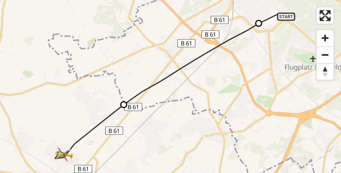 Flugroute Rettungshubschrauber Luftrettungszentrum Bielefeld - Gütersloh, 01 Juli 2026, 19:38