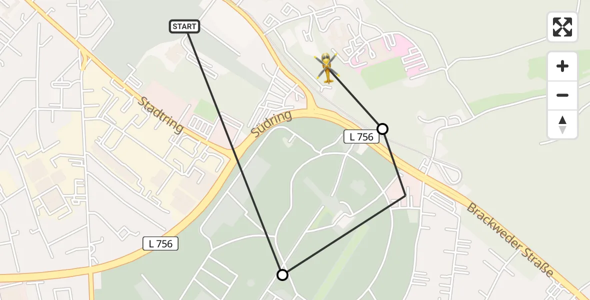 Flugroute Rettungshubschrauber Luftrettungszentrum Bielefeld - Luftrettungszentrum Bielefeld, 01 Juli 2026, 20:43