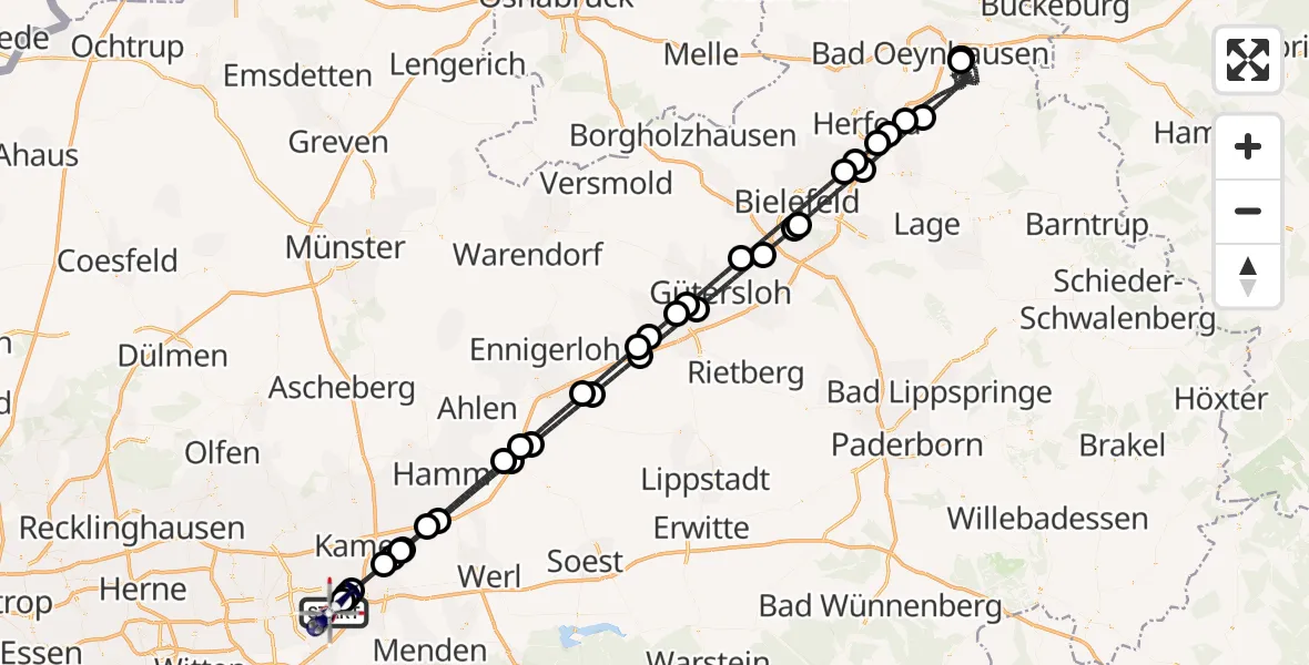 Flugroute Polizeihubschrauber Dortmund Flughafen - Dortmund Flughafen, 01 Juli 2026, 20:48