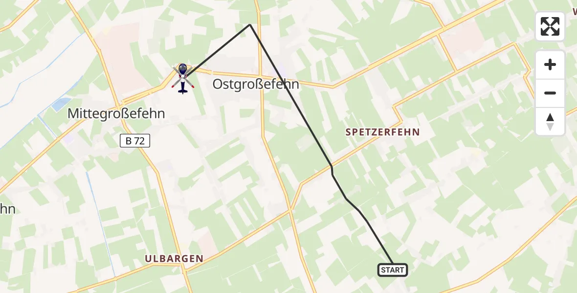 Flugroute Polizeihubschrauber Großefehn - Großefehn, 01 Juli 2026, 20:50