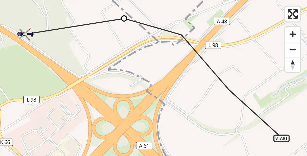 Flugroute Polizeihubschrauber Koblenz - Bassenheim, 01 Juli 2026, 22:05