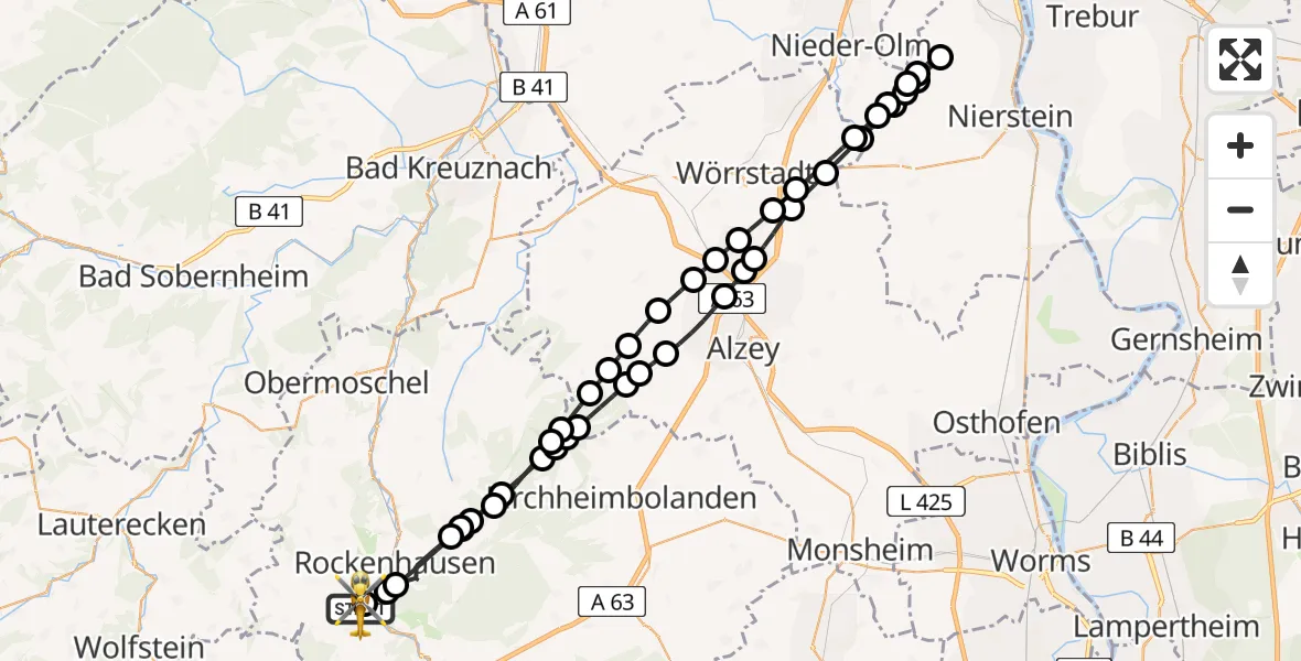 Flugroute Rettungshubschrauber Imsweiler UL - Imsweiler UL, 02 Juli 2026, 05:44