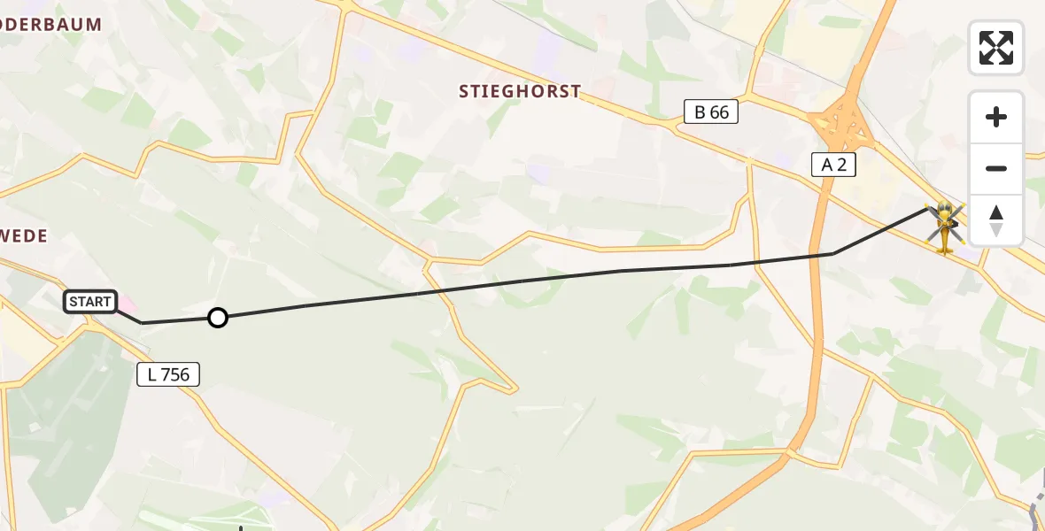Flugroute Rettungshubschrauber Luftrettungszentrum Bielefeld - Bielefeld, 02 Juli 2026, 06:31