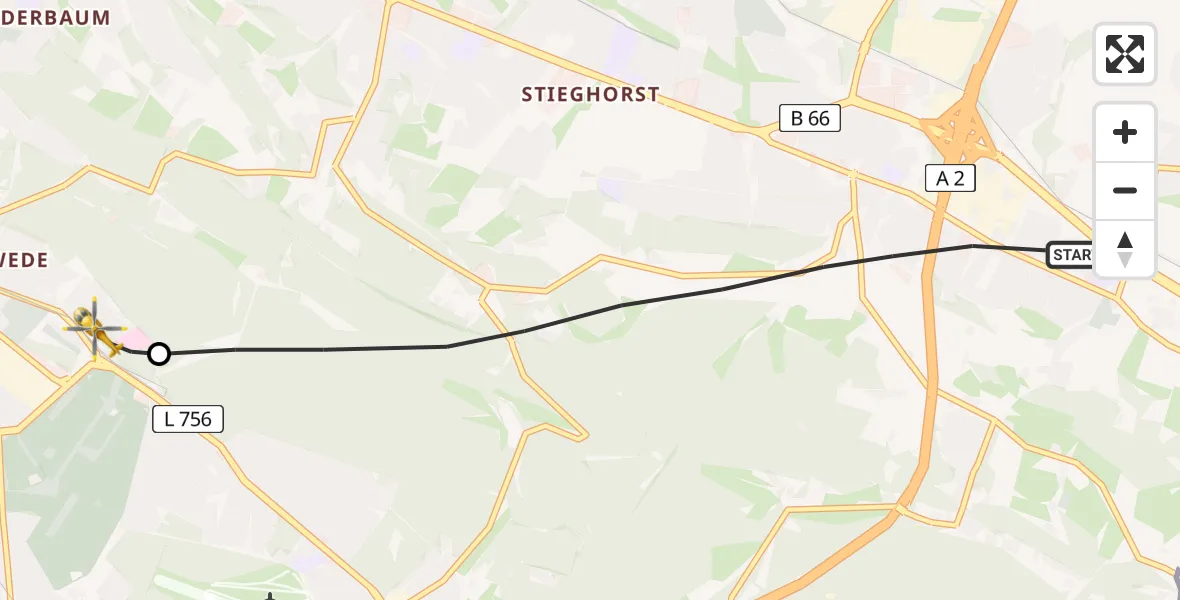 Flugroute Rettungshubschrauber Bielefeld - Luftrettungszentrum Bielefeld, 02 Juli 2026, 07:06