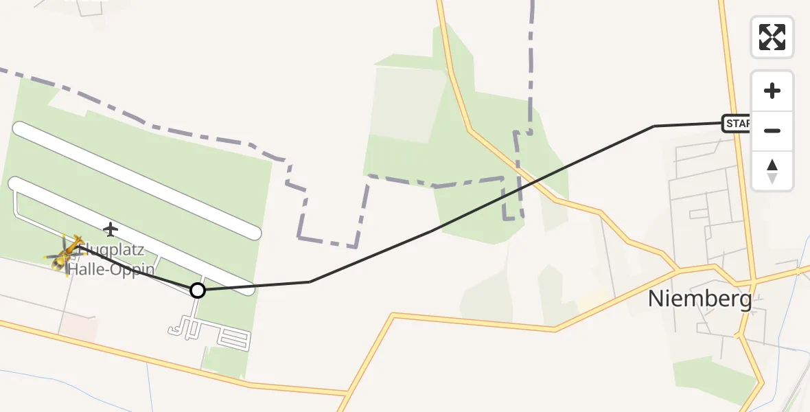 Flugroute Rettungshubschrauber Landsberg - Halle-Oppin Flugplatz, 02 Juli 2026, 08:31