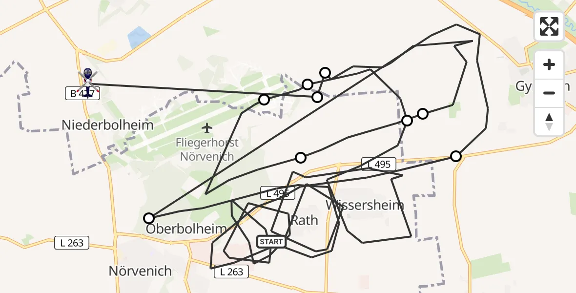 Flugroute Polizeihubschrauber Nörvenich - Kerpen, 02 Juli 2026, 08:31