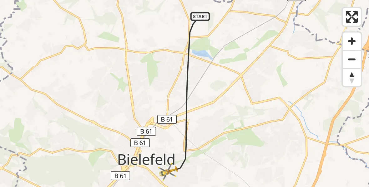 Flugroute Rettungshubschrauber Bielefeld - Bielefeld, 02 Juli 2026, 08:45