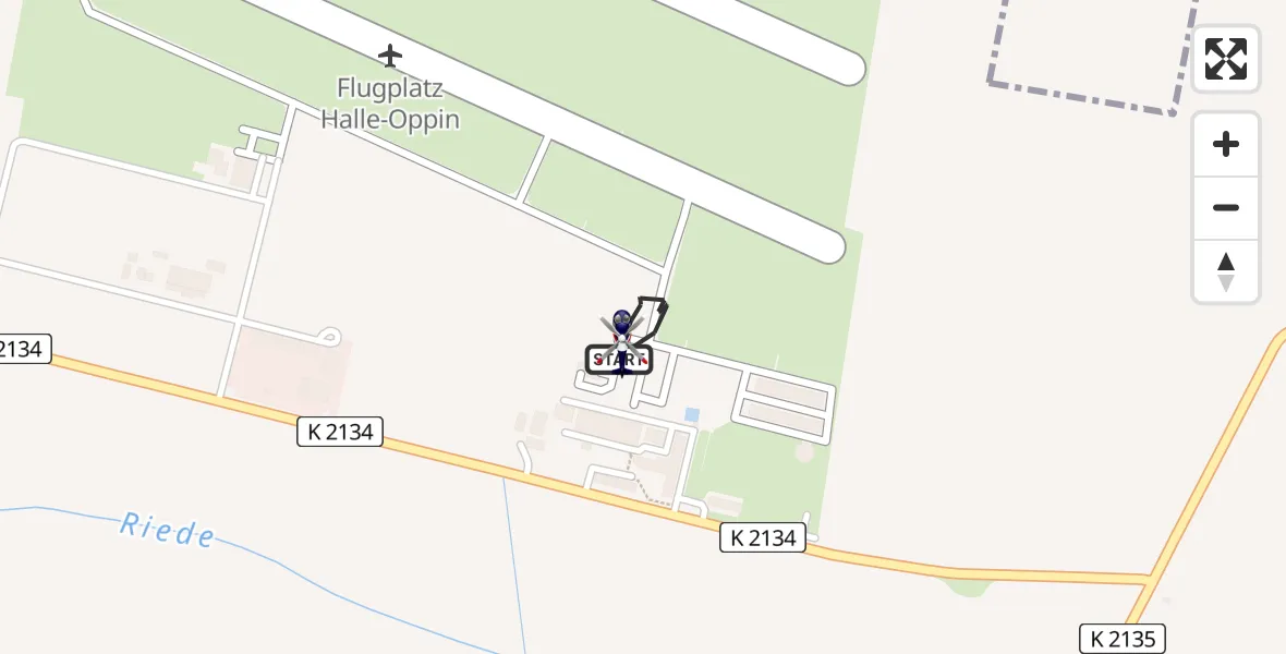 Flugroute Polizeihubschrauber Halle-Oppin Flugplatz - Halle-Oppin Flugplatz, 02 Juli 2026, 08:47