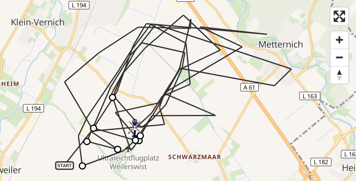 Flugroute Polizeihubschrauber Weilerswist - Weilerswist, 02 Juli 2026, 09:04