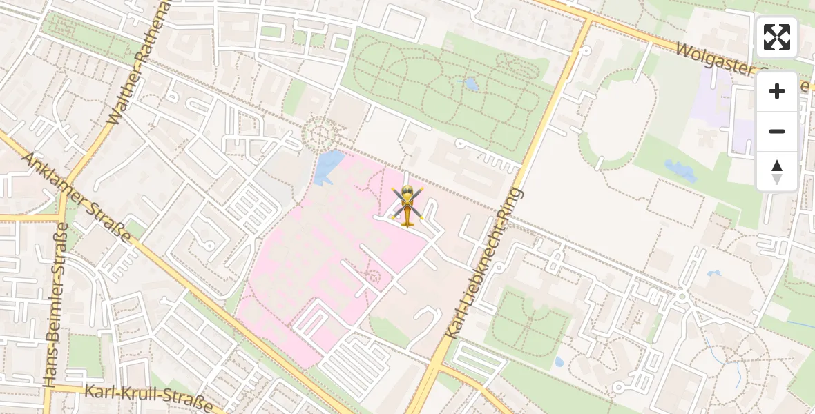 Flugroute Rettungshubschrauber Greifswald Hospital - Greifswald Hospital, 02 Juli 2026, 09:41