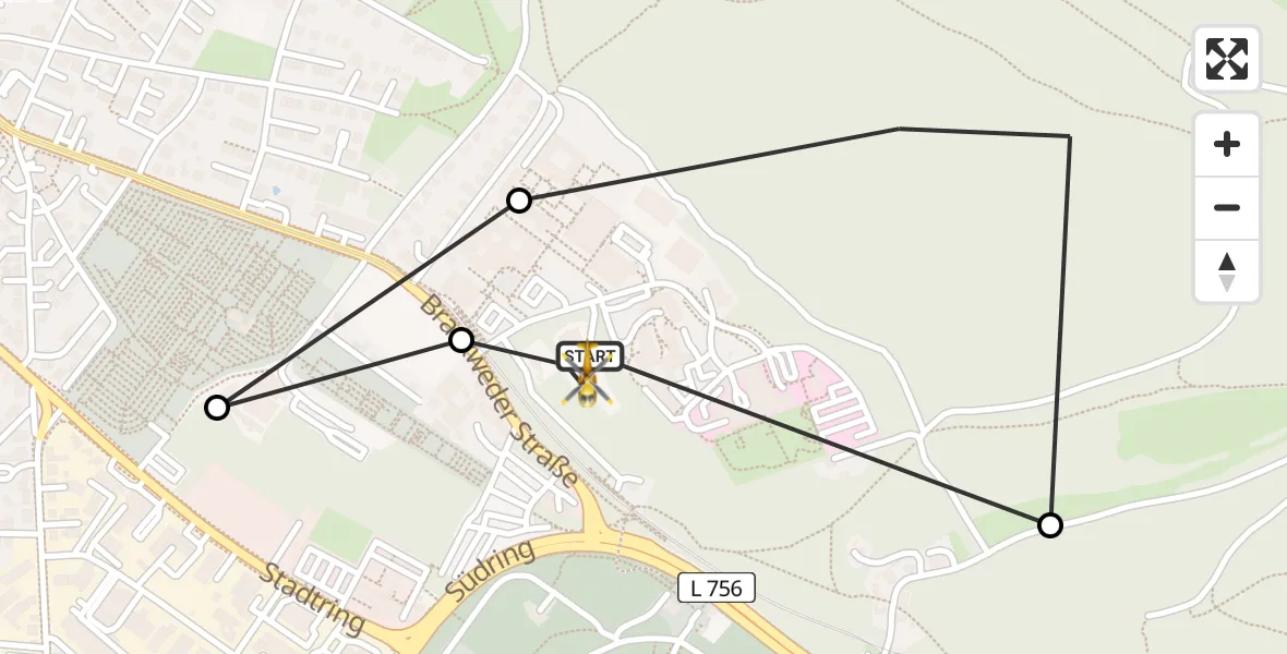 Flugroute Rettungshubschrauber Luftrettungszentrum Bielefeld - Luftrettungszentrum Bielefeld, 02 Juli 2026, 09:44