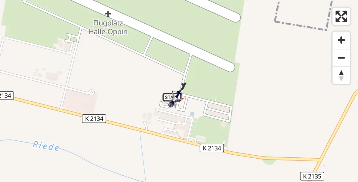 Flugroute Polizeihubschrauber Halle-Oppin Flugplatz - Halle-Oppin Flugplatz, 02 Juli 2026, 09:52