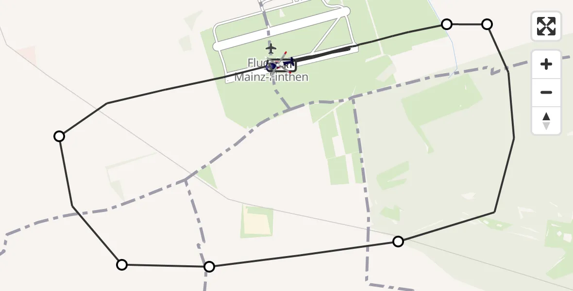 Flugroute Polizeihubschrauber Mainz-Finthen Flugplatz - Mainz-Finthen Flugplatz, 02 Juli 2026, 10:26