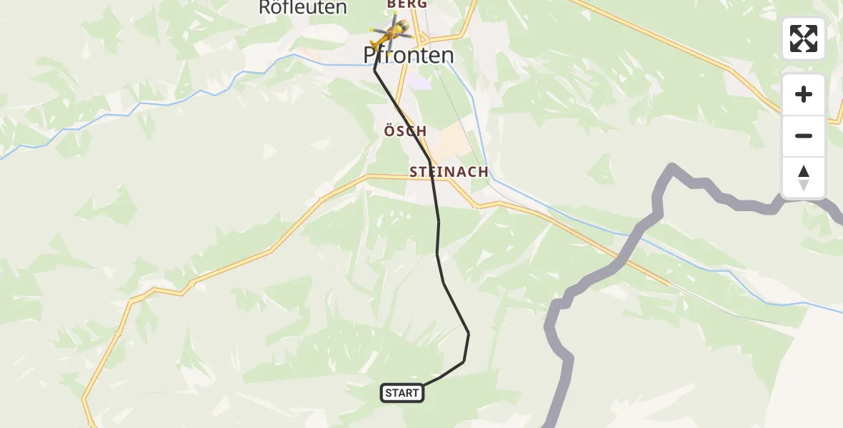 Flugroute Rettungshubschrauber Pfronten - Pfronten, 02 Juli 2026, 10:51