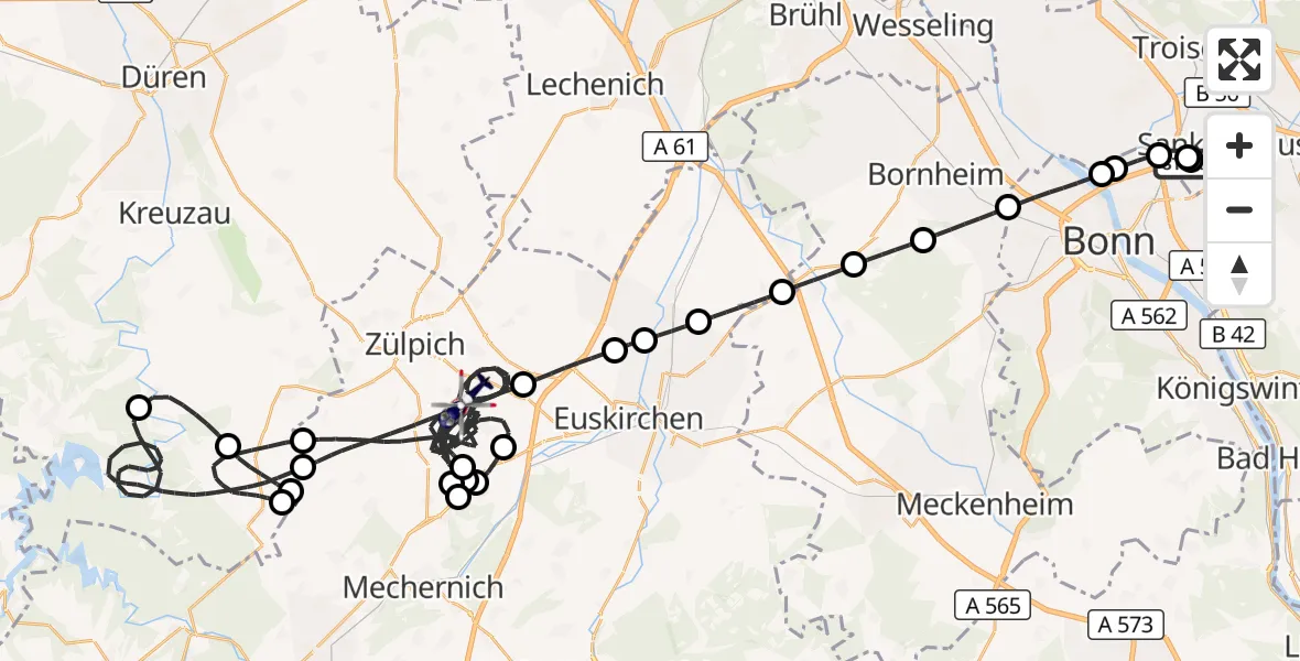 Flugroute Polizeihubschrauber Sankt Augustin - Zülpich, 02 Juli 2026, 11:08