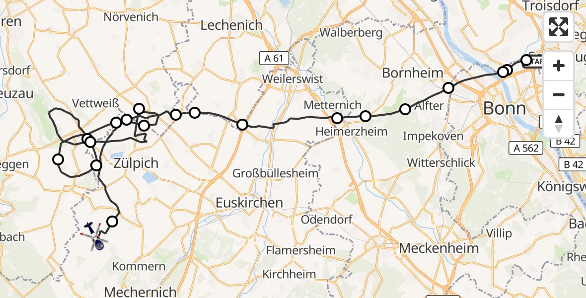 Flugroute Polizeihubschrauber Sankt Augustin - Mechernich, 02 Juli 2026, 11:33