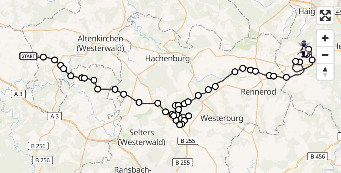 Flugroute Polizeihubschrauber Asbach - Breitscheid, 02 Juli 2026, 12:06