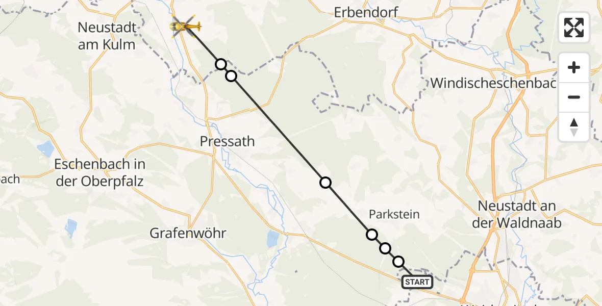 Flugroute Rettungshubschrauber Weiden i.d.OPf. - Kastl, 02 Juli 2026, 12:13