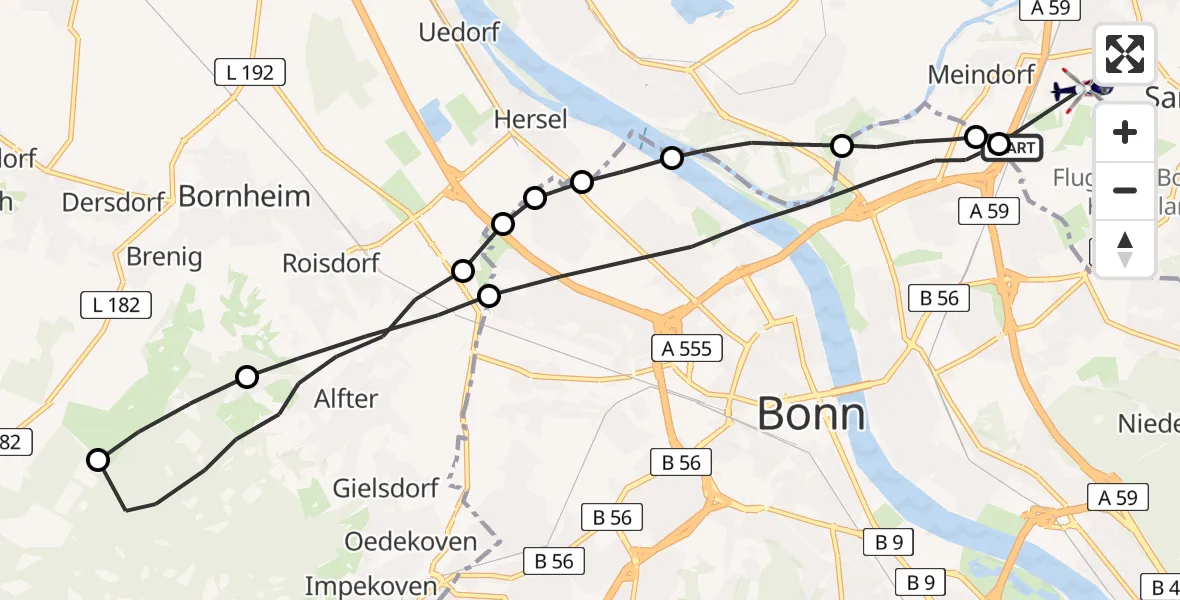 Flugroute Polizeihubschrauber Sankt Augustin - Sankt Augustin, 02 Juli 2026, 12:17