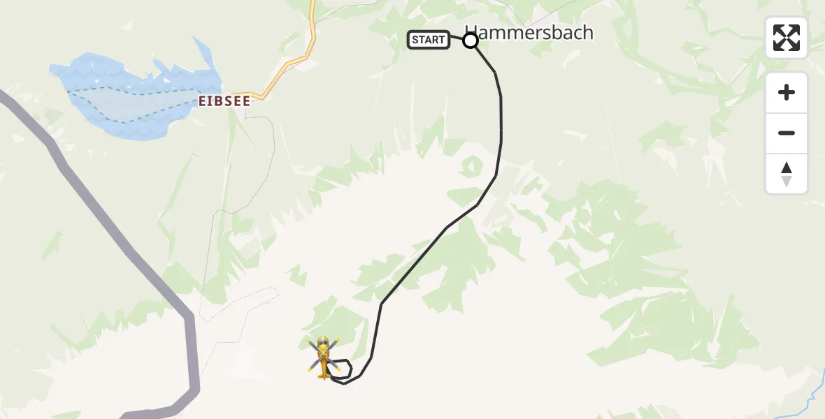 Flugroute Rettungshubschrauber Brandweg Hubschrauberlandeplatz - Grainau, 02 Juli 2026, 12:30