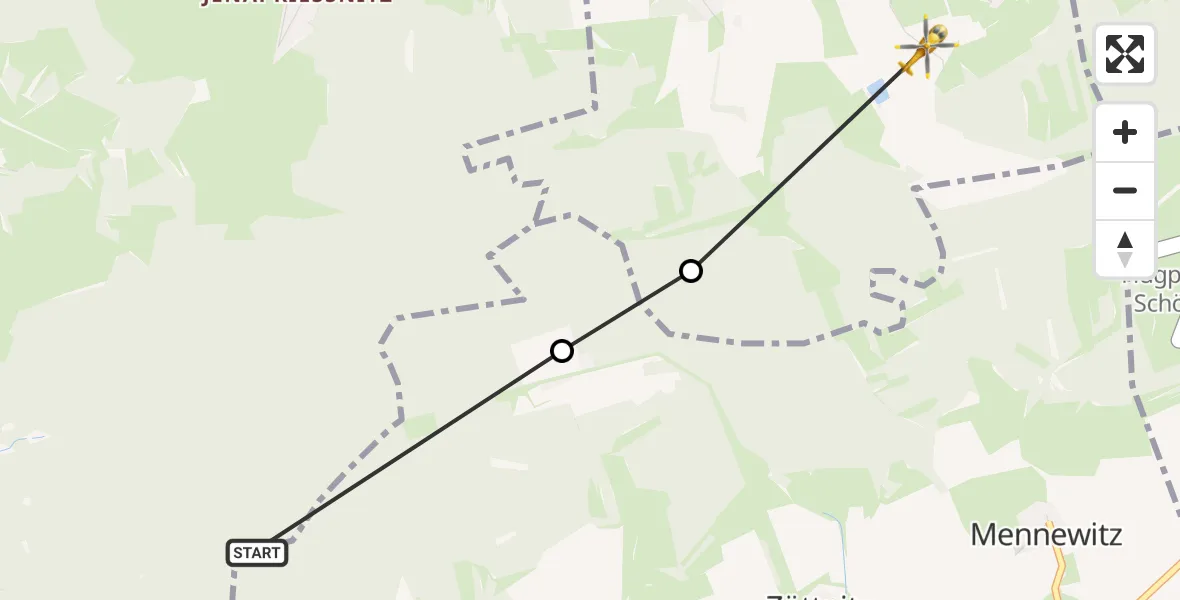 Flugroute Rettungshubschrauber Jena - Großlöbichau, 02 Juli 2026, 12:44