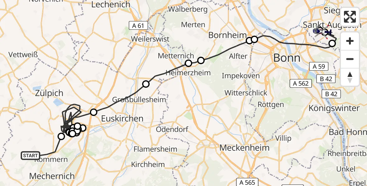 Flugroute Polizeihubschrauber Mechernich - Sankt Augustin, 02 Juli 2026, 12:44
