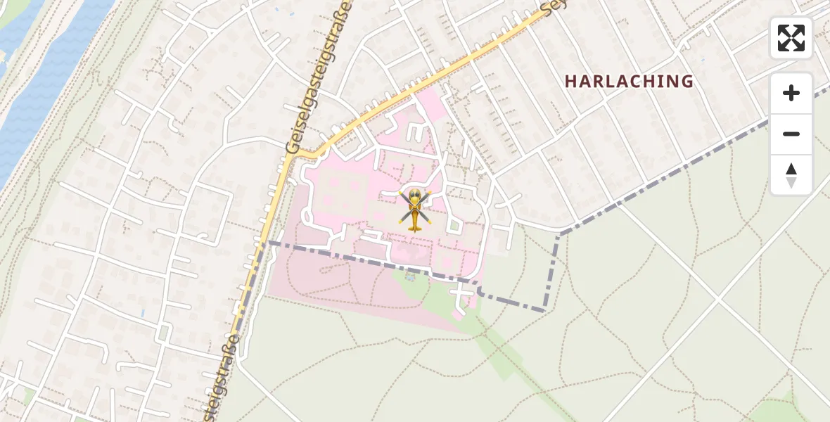 Flugroute Rettungshubschrauber ADAC Air Rescue Center Hubschrauberlandeplatz (Christoph 1) - ADAC Air Rescue Center Hubschrauberlandeplatz (Christoph 1), 02 Juli 2026, 12:55