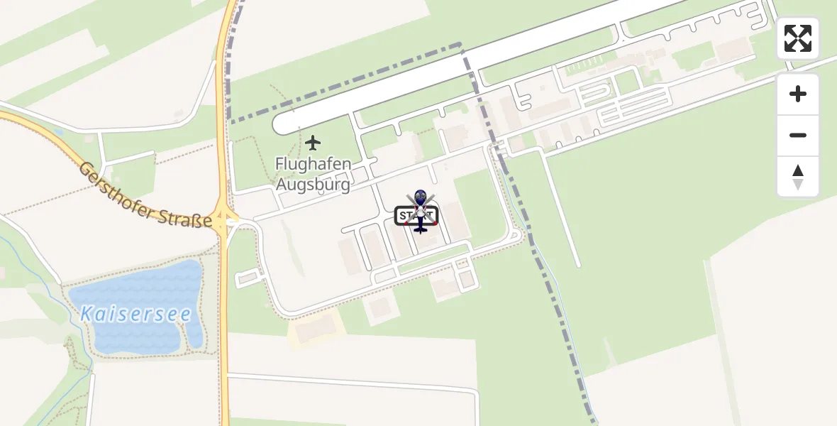 Flugroute Polizeihubschrauber Augsburg Flughafen - Augsburg Flughafen, 02 Juli 2026, 13:11