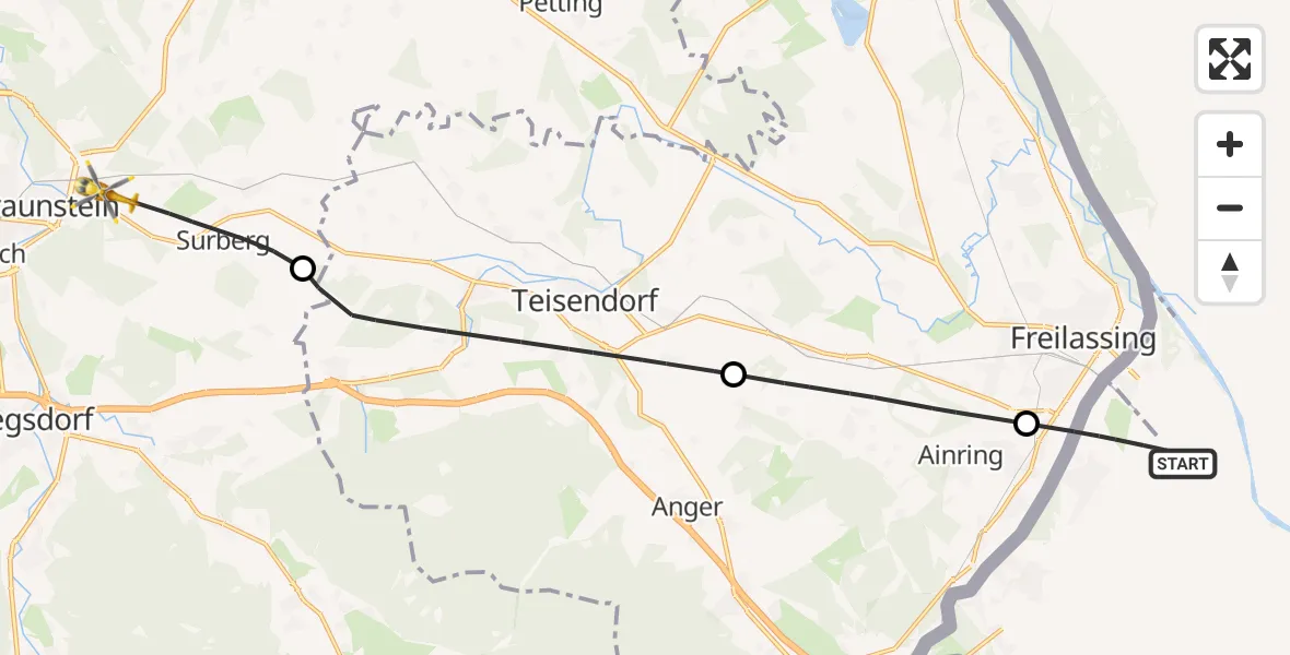 Flugroute Rettungshubschrauber Rott - Surberg, 02 Juli 2026, 13:22