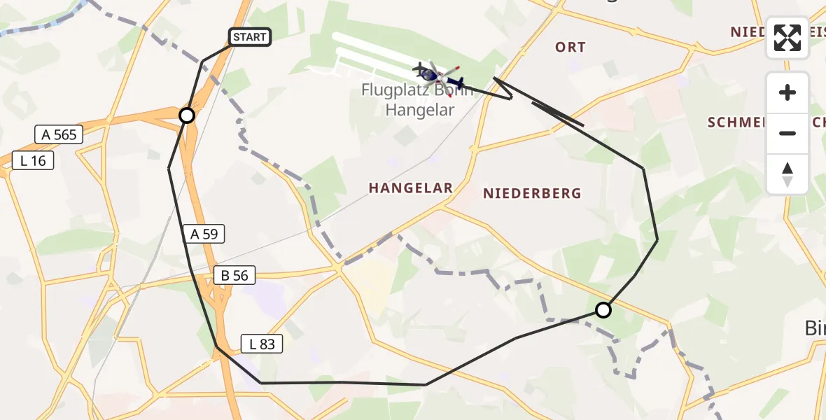 Flugroute Polizeihubschrauber Sankt Augustin - Sankt Augustin, 02 Juli 2026, 13:30