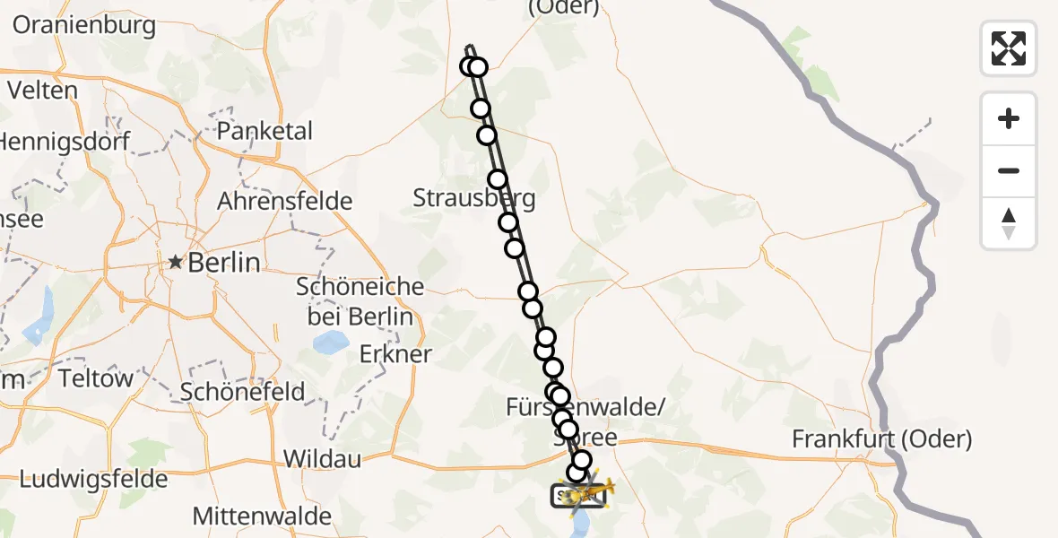 Flugroute Rettungshubschrauber Bad Saarow - Bad Saarow, 02 Juli 2026, 14:28