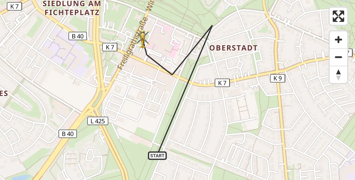 Flugroute Rettungshubschrauber Mainz - Mainz, 02 Juli 2026, 14:51