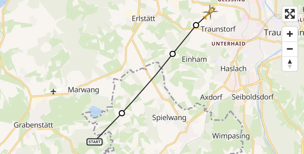 Flugroute Rettungshubschrauber Grabenstätt - Traunstein, 02 Juli 2026, 14:51