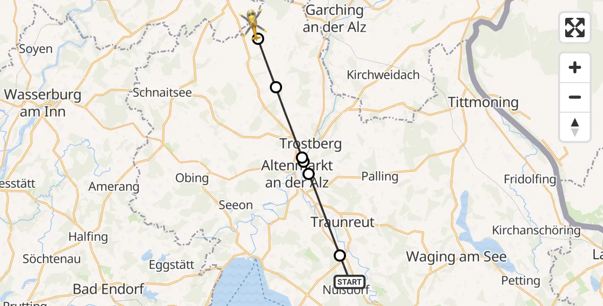 Flugroute Rettungshubschrauber Nußdorf - Engelsberg, 02 Juli 2026, 15:31