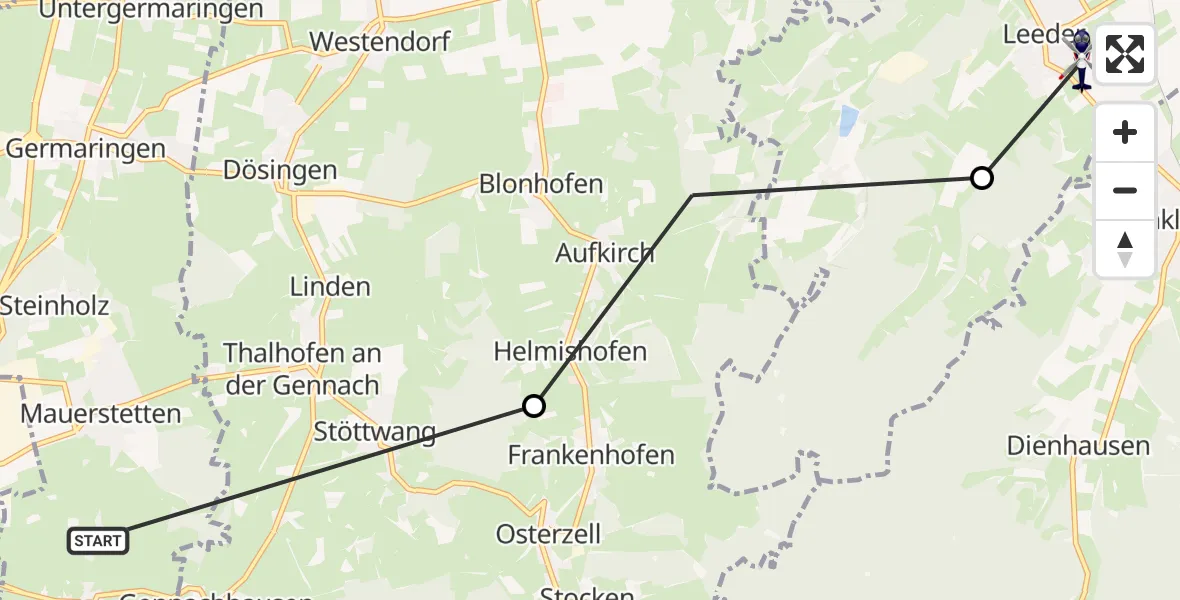 Flugroute Polizeihubschrauber Mauerstetten - Fuchstal, 02 Juli 2026, 16:01