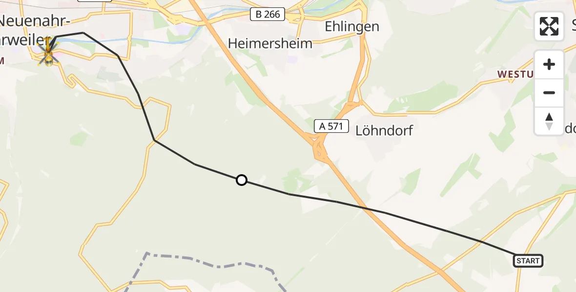 Flugroute Rettungshubschrauber Sinzig - Bad Neuenahr-Ahrweiler, 02 Juli 2026, 17:08