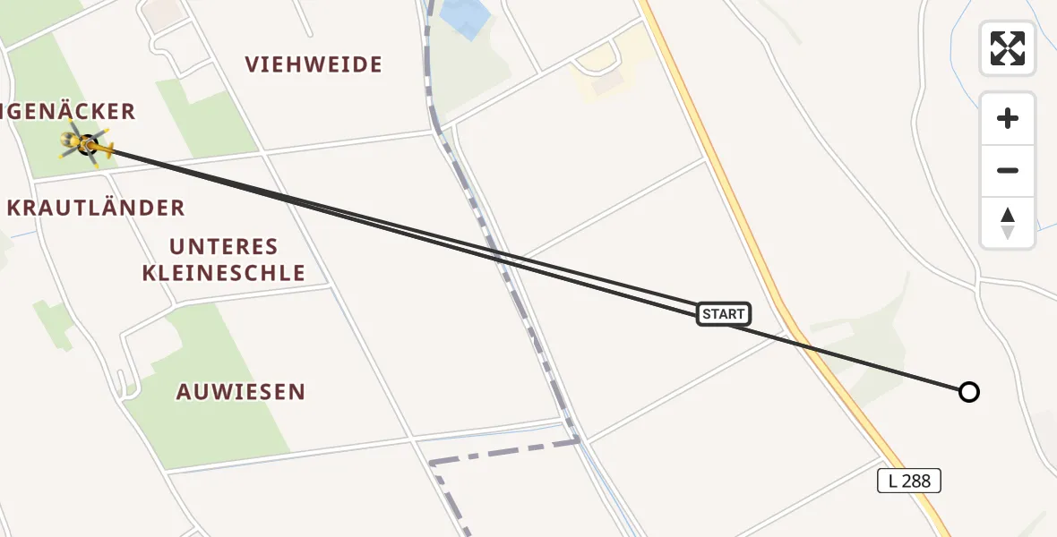 Flugroute Rettungshubschrauber Horgenzell - Wilhelmsdorf, 02 Juli 2026, 18:14
