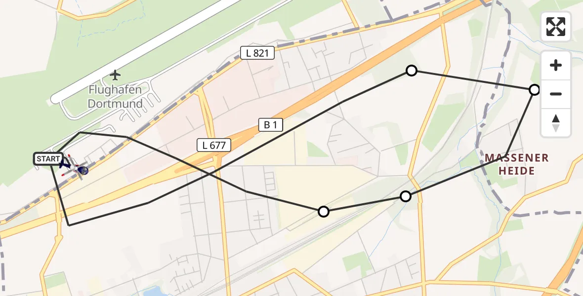 Flugroute Polizeihubschrauber Dortmund Flughafen - Dortmund Flughafen, 02 Juli 2026, 18:19