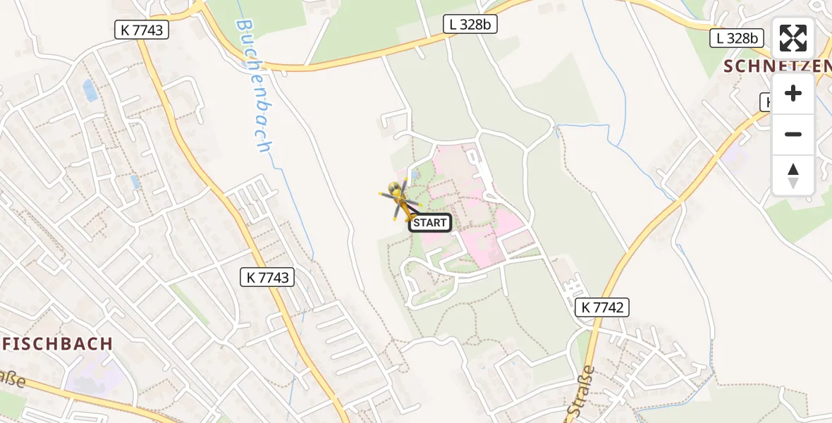 Flugroute Rettungshubschrauber Friedrichshafen Hospital - Friedrichshafen Hospital, 02 Juli 2026, 18:59
