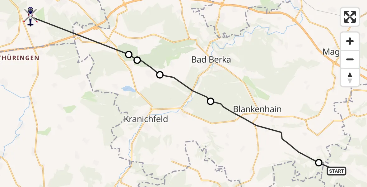 Flugroute Polizeihubschrauber Reinstädt - Erfurt, 02 Juli 2026, 20:32