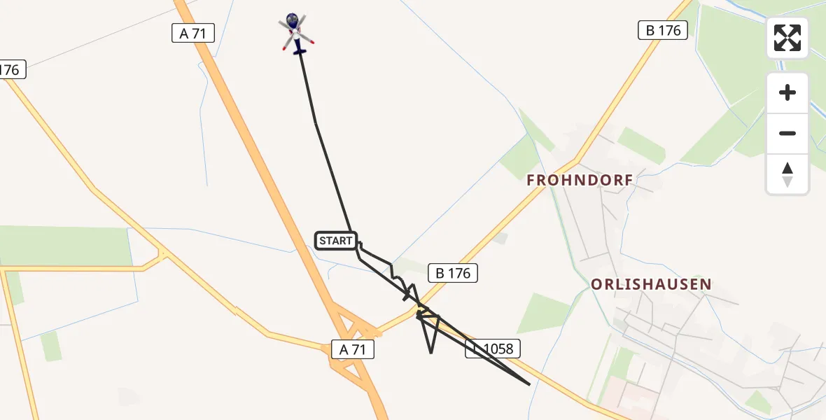 Flugroute Polizeihubschrauber Sömmerda - Sömmerda, 02 Juli 2026, 22:42