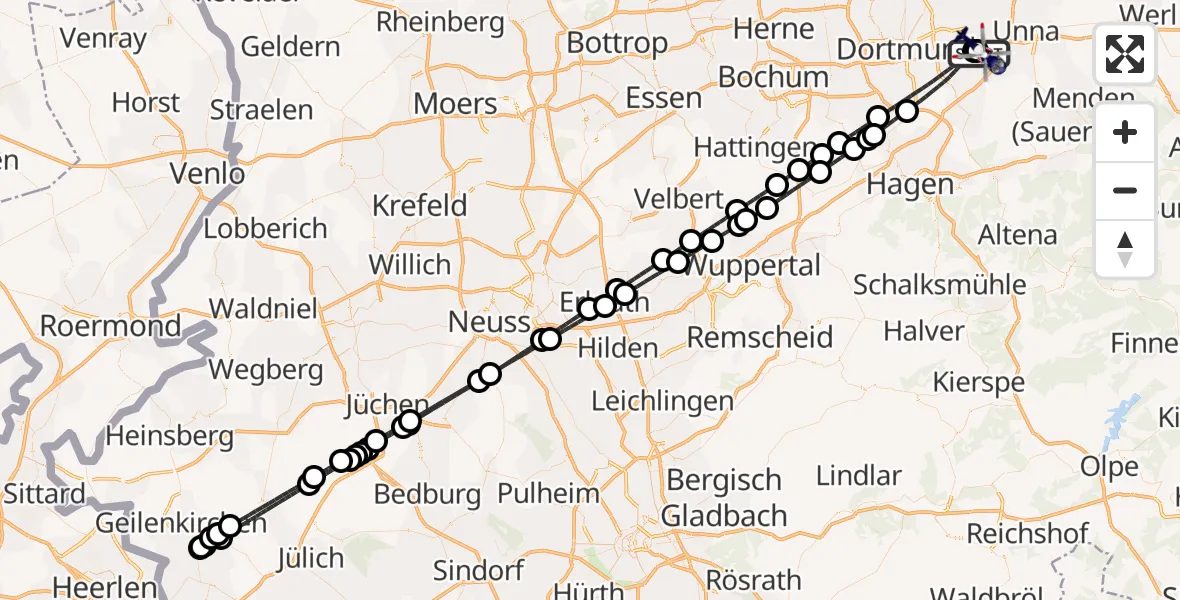 Flugroute Polizeihubschrauber Dortmund Flughafen - Dortmund Flughafen, 03 Juli 2026, 02:36