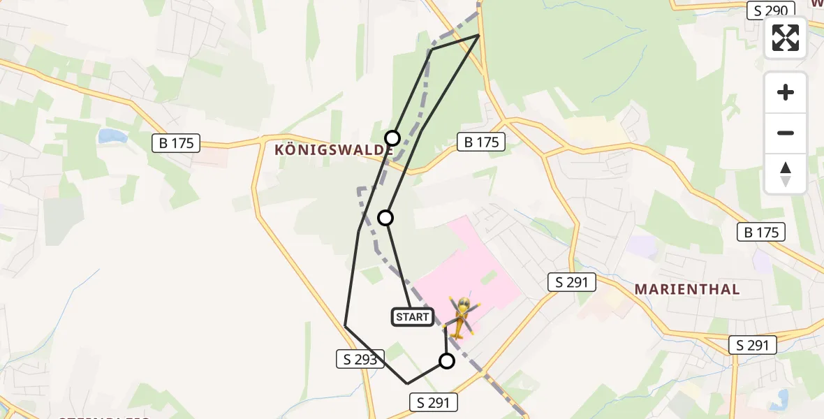 Flugroute Rettungshubschrauber ADAC Air Rescue Station Zwickau Hubschrauberlandeplatz - ADAC Air Rescue Station Zwickau Hubschrauberlandeplatz, 03 Juli 2026, 05:46