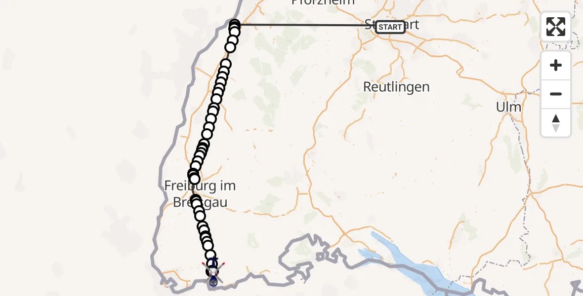 Flugroute Polizeihubschrauber Stuttgart - Hütten Segelflugplatz, 03 Juli 2026, 06:06