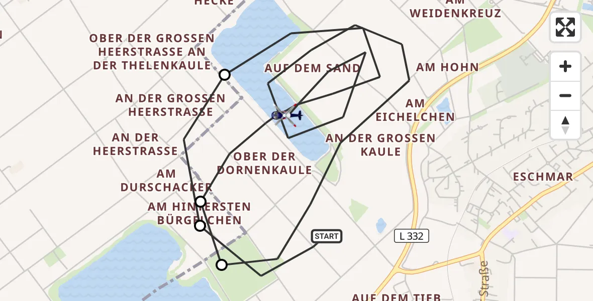 Flugroute Polizeihubschrauber Troisdorf - Troisdorf, 03 Juli 2026, 06:27