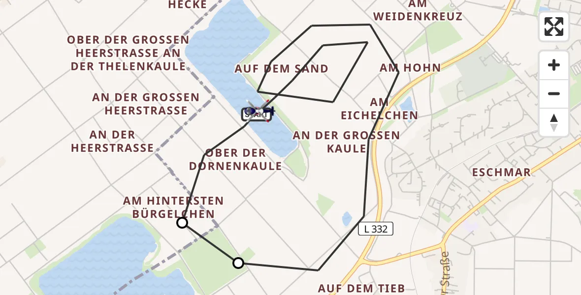 Flugroute Polizeihubschrauber Troisdorf - Troisdorf, 03 Juli 2026, 06:56